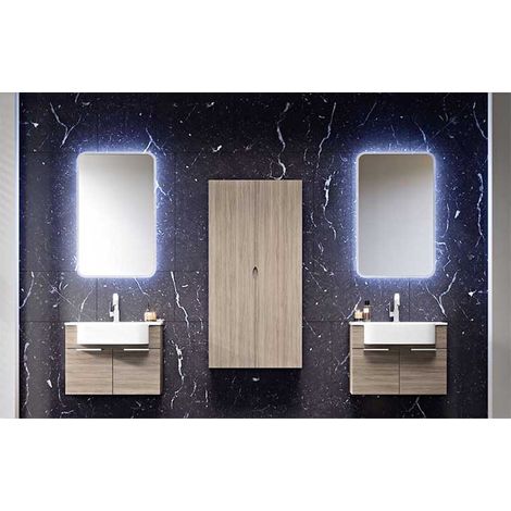 Mobile Bagno Milos70 cm SospesoLarice Base 2 ante - Lavabo in Resina (1/5)