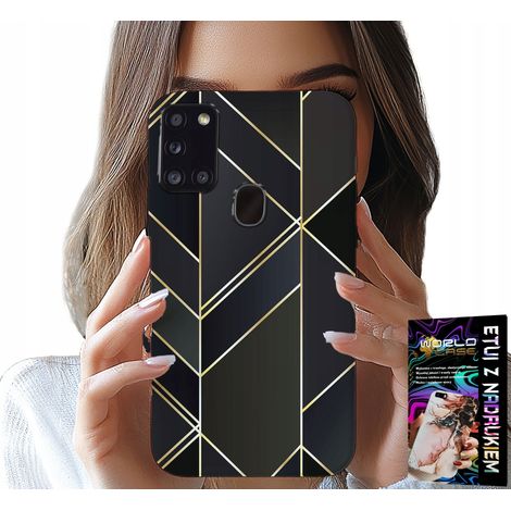 Custodia per Samsung Galaxy A21s - cornice dorata, motivi eleganti + vetro (1/5)