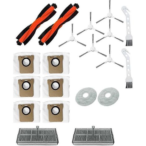 Accessoires compatibles avec le robot aspirateur Xiaomi M30S : brosse principale, brosses latérales, filtre, chiffon, sac à poussière et kit de rechange. (1/5)