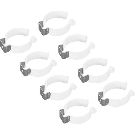 T12 U Clips Console Bracket for LED Light Bulb Mounting Console Bracket Stainless Steel Fluorescent Tube Holder Pipe Clips, White Pack of 8 (1/5)