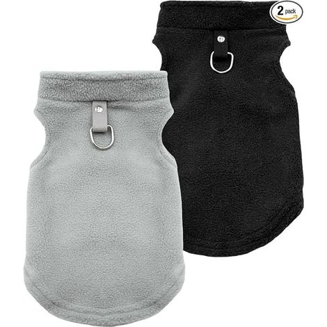 Dog Sweater, Pullovers with D-Rings, Dog Jacket, Dog Coat, Small Size Jacket, Chihuahua Clothing, Black, Gray, S (1/5)