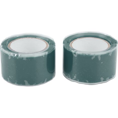 2 Stück selbstklebendes Silikonband, Isolierband, wasserdicht, Klebeband zur Reparatur von Wasserleitungen und Schläuchen, grün (1/5)
