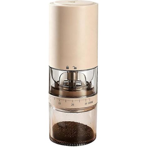 Moulin à café électrique portable à meules, trémie à grains avec affichage visuel, 38 réglages de mouture externes, 1,8 fois plus rapide, batterie 2000 mAh, idéal pour les voyages. (1/5)