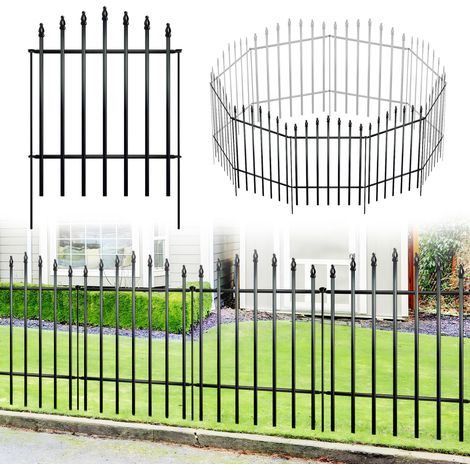 Clôture de Jardin en Métal 5 Panneaux, Bordure Extérieure Décorative Antirouille, Barrière pour Animaux, Design Moderne, Installation Facile, 91 cm H x 71 cm L (1/5)