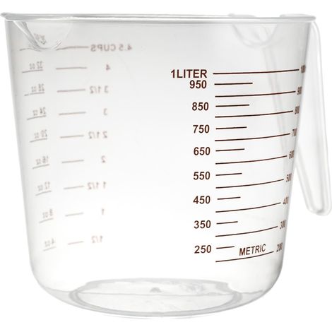 Verre Doseur en Plastique 1 L avec Poignée Transparent (1/5)