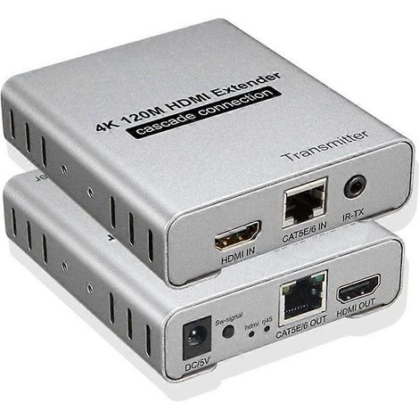 Répéteur vidéo Ethernet 4K 120M compatible avec câble RJ45 Cat5e/6  prise en charge de la connexion en cascade (1/5)