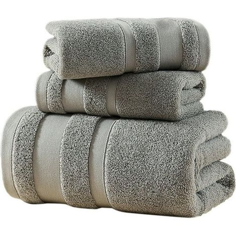 3 Pièces Ensemble de serviettes, Coton absorbant, Serviette de bain, Gant de toilette, Doux, Pour salle de bain (1/5)