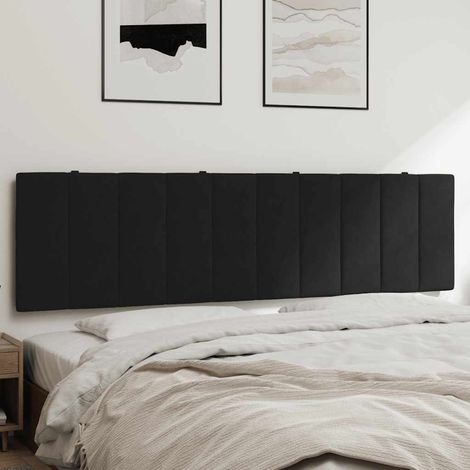 Coussin tête de lit 180 cm noir en velours avec mousse et sangles de fixation - PANGIVO (1/5)