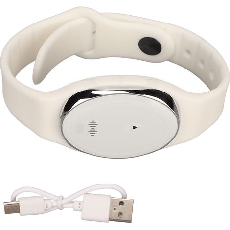 Montre anti-moustiques à ultrasons rechargeable par USB, silencieuse et réglable, bracelet anti-moustiques pour adulte et enfant, blanche (1/5)