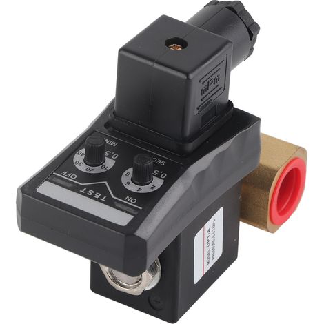 Électrovanne de purge automatique avec minuterie pour compresseur d'air, vidange de réservoir, type séparé, 24V DC, valve solénoïde programmable. (1/5)