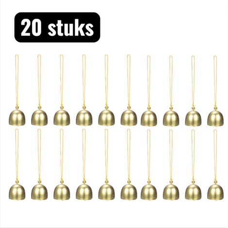 Lot de 20 mini cloches décoratives en laiton avec cordon pour carillons porte clés et loisirs créatifs doré (1/5)