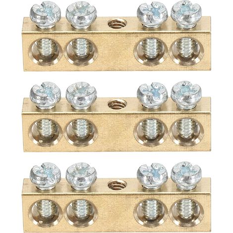 3 Barres De Terre À Vis En Laiton 4 Positions Barre De Terre  À Vis En Laiton, Bloc De Barrière À Vis M4 35x6x9mm, Pour Appareils Électriques (1/5)
