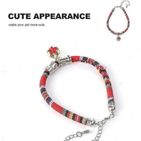 Colliers et harnais rouges pour animaux de compagnie (36 x 1 cm), 1 collier pour chat ou chaton, style ethnique et tendance. (1/4)