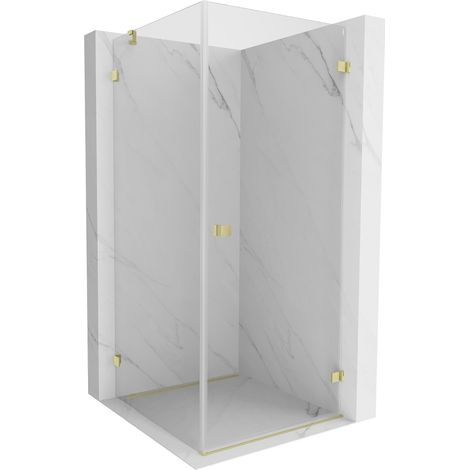 Mexen Lunar-B cabine de douche battante droite 100 x 100 cm, transparent, or brossé - 832-100-100-55-00-P (1/5)