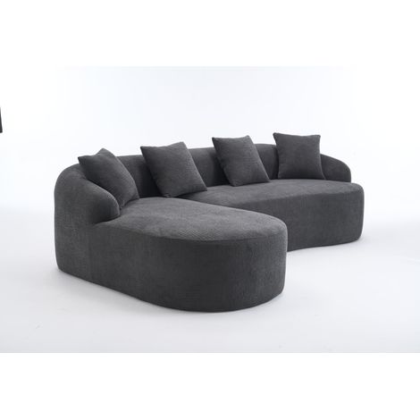Sofá modular en L de 3 plazas con chaise longue izquierda, chenilla gris oscuro (1/5)