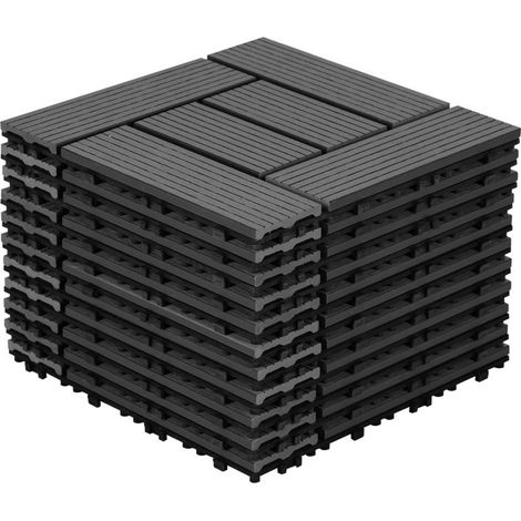 SWANEW Lastra per terrazza Piastrelle per terrazza da esterno in WPC, 30x30 cm, resistente agli agenti atmosferici, sistema a innesto, antracite 55 pezzi (1/5)