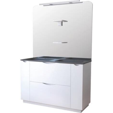 ONDEE - Mueble de baño PALERMO - 120cm - Lacado blanco - Lavabo negro