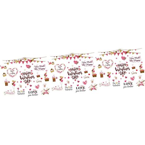 3 Ensembles Sticker Mural Saint Valentin Fenêtre Autocollant Amovible Stickers Muraux Pour Festival Film Faux Esthétique Teinte De Vitre Lumières Led Décoration Macramé Bouffi Pvc (1/5)