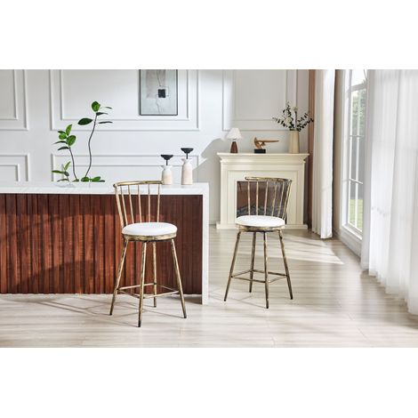 Tabouret de bar moderne en métal, style Windsor avec assise rembourrée — idéal pour îlots de cuisine, bars et restaurants  tabouret de bar hauteur standard 105 cm, design industriel, vintage et minima (1/5)