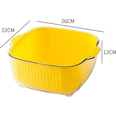Petit canard jaune, panier de drainage double couche pour légumes, évier de cuisine, bac de rangement multifonction, passoire à fruits, taille moyenne. (1/4)