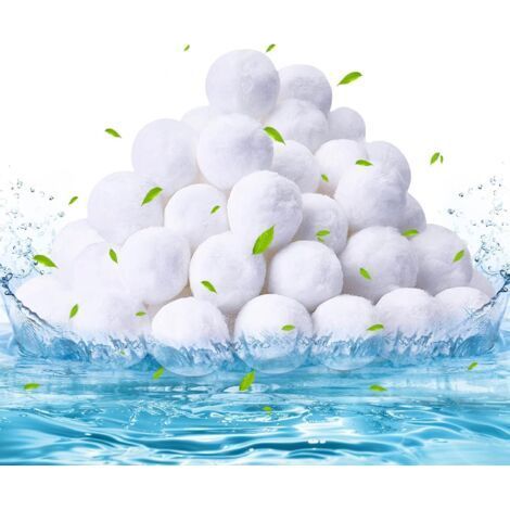 Balle filtrante Piscine 500g, remplace 28 kg de Sable filtrant, Boules filtrantes réutilisables, Boules filtrantes pour piscines, Aquariums, Convient à Divers Systèmes de Filtration, Blanc-Karteo (1/5)