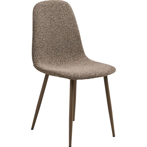 Set 2 sedie da pranzo Stockholm in poliestere marrone chiaro con gambe in metallo 44x54x88 cm