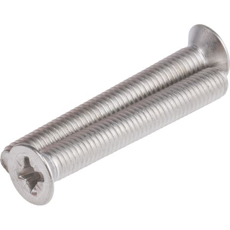 Vis à métaux RS PRO M6 à tête Fraisée Pozidriv en Acier Inoxydable, 45mm ( Prix pour Sachet de 50 )