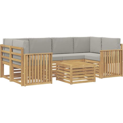 Set di divani da esterno 7 pz 6-Posti Bianco e Grigio Chiaro vidaXL (1/5)
