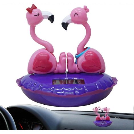 Flamants roses solaires dansants et agitables, figurines dansantes à suspendre au tableau de bord de voiture, décoration solaire pour tableau de bord de voiture (1/5)
