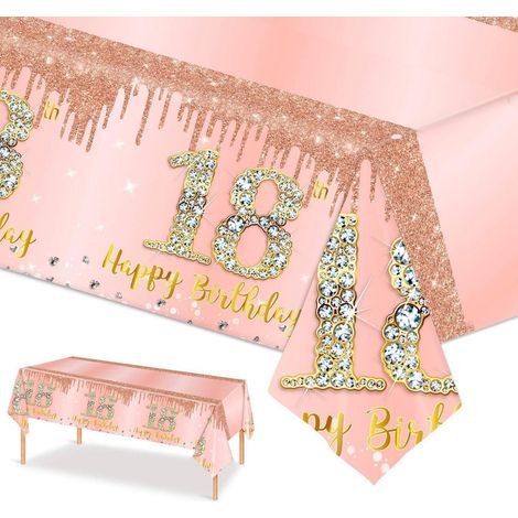 Nappe jetable 18ème anniversaire Roségold 137x274cm imperméable Décoration de fête