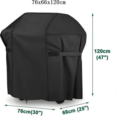 Funda para barbacoa 76x66x120cm 420D Lona protectora negra Funda para barbacoa exterior para planchas Resistente al viento Resistente a los rayos UV Resistente al agua Resistente