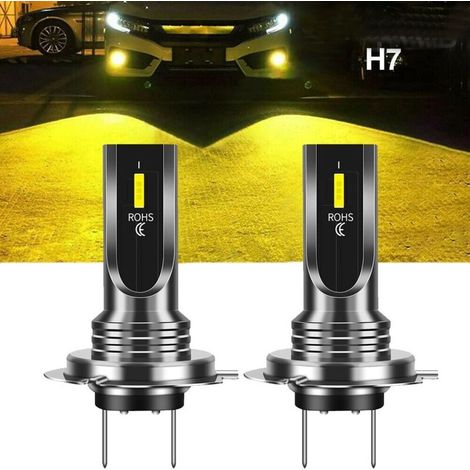 Kit comprenant 2 ampoules LED H7 pour phares, halogènes, antibrouillards, 3000K, sans erreur, jaunes. - AquaForge (1/5)