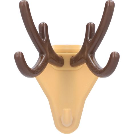 Jolis crochets muraux en forme de bois de cerf, sans perçage, multifonctionnels, couleur kaki, pour la maison ou le bureau. (1/5)
