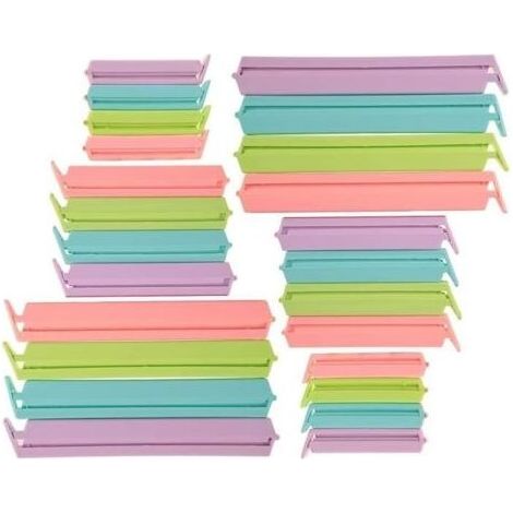 Lot de 24 clips de fermeture en plastique pour sachets de nourriture (3 tailles) (1/4)