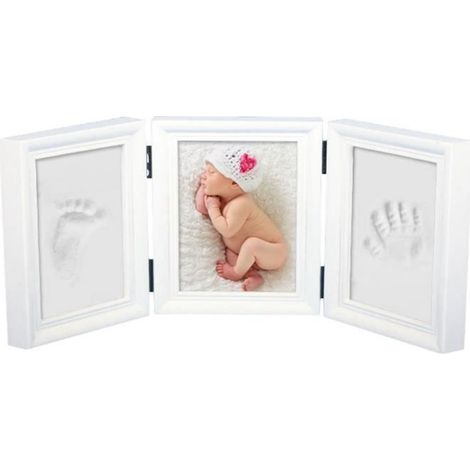 Babyin Kit de souvenir pour bébé Empreinte main ou pieds avec cadre en bois - Blanc (1/4)