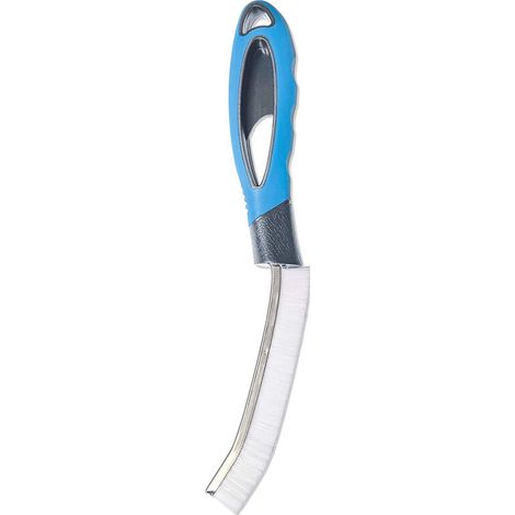 Spazzola per fughe ideale per strofinare fughe, angoli e bordi delle piastrelle grazie alla testa stretta - Manico economico - Antiruggine (lunghezza prodotto 27 cm)