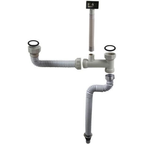 Évacuation évier, Tuyau de raccordement double évier, filetage de tuyau d'interface 5 cm