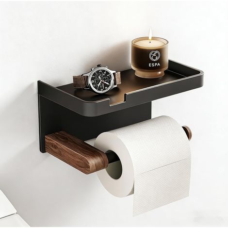 Porta papel higiénico en acero inoxidable con repisa – Soporte resistente y moderno para baño y cocina (1/5)