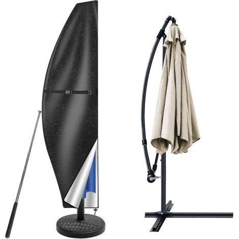 Protective cover for parasol with pole, protective cover for umbrellas measuring 2m to 4m, UV protection, weatherproof, wind and snow resistant (1/4)