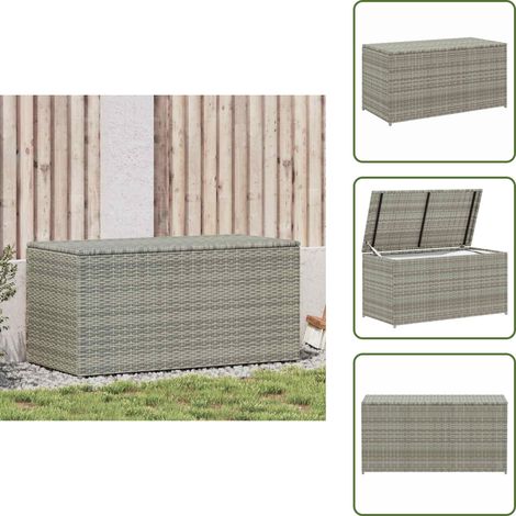 Boîte de rangement de jardin résine tressée 100x50x50 cm gris - Coffre De Rangement Extérieur - Rangement Jardin - Boîte De Rangement Résin - Meuble De Jardin - Stockage Extérieur