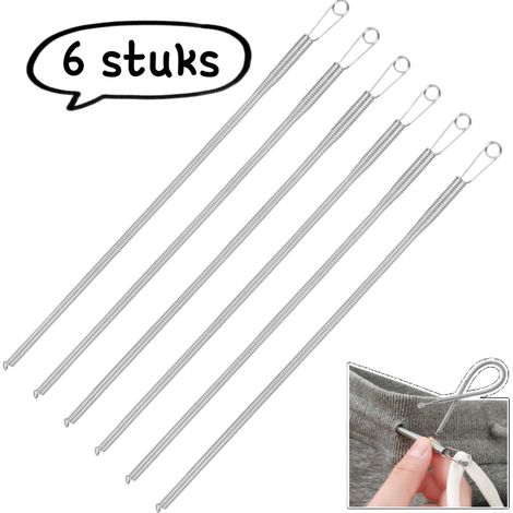 Lot de 6 enfile cordons flexibles avec enfile œillet à ressort pour jupes ceintures élastiques et pantalons argentés (1/5)