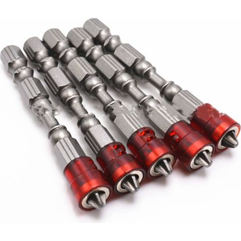 Jeu de 10 embouts cruciformes 65mm, forte aimantation, antidérapant, tournevis rouge (1/5)