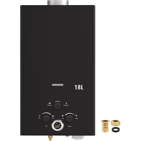 Chauffe-eau instantané au gaz, chauffe-eau instantané de 18 L au propane avec allumage par batterie pour chevaux, camping (1/4)