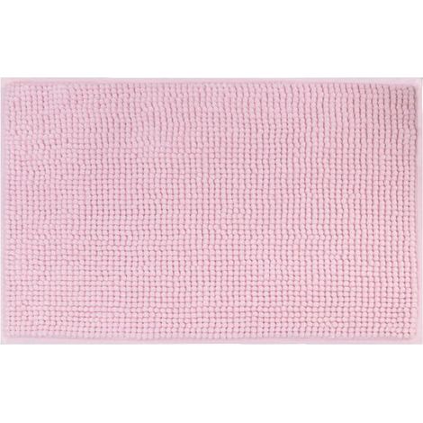 Tapis de bain antidérapant en chenille  Ultra-absorbant et lavable en machine  Pour salle de bain, douche, baignoire ou comme tapis de toilette  Rose - 50 x 80 cm (1/5)
