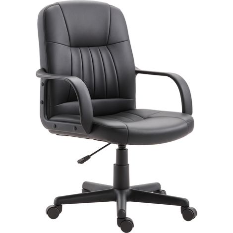 Fauteuil de bureau pivotant ergonomique, réglable en hauteur, en similicuir, 60 x 60 x 94-103 cm, noir