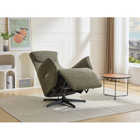 Poltrona relax elettrica in tessuto verde texturizzato TASEMO (1/4)