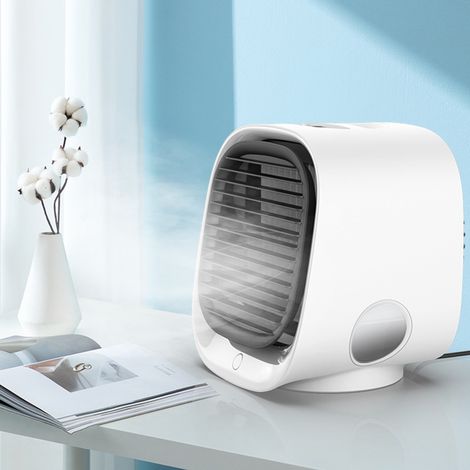 Ventilateur climatique portable silencieux avec refroidissement par eau blanche – Ventilateur USB compact pour bureau et domicile, idéal pour l’été (1/2)