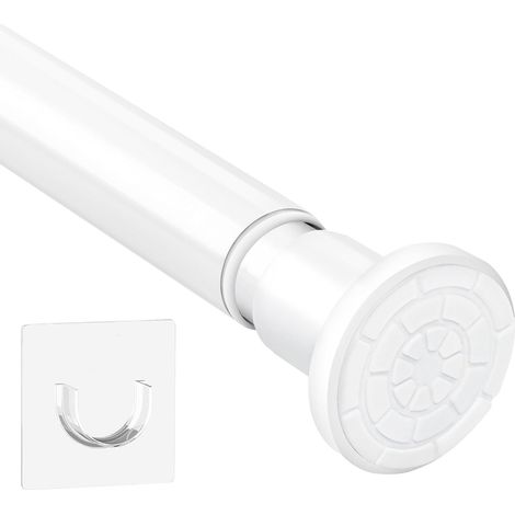 Tringle à rideaux sans perçage tringle à rideaux réglable 71-155 cm acier inoxydable antidérapante tringle Télescopique pour penderie cintre salle de bains balcon Blanc (1/5)