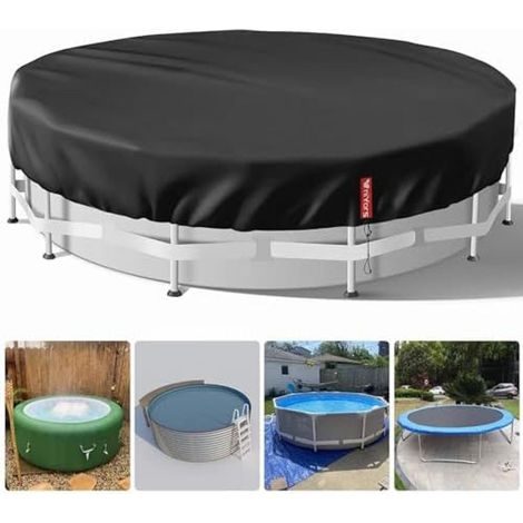 Housse de piscine ronde 366 cm tissu 420D étanche protection UV robuste pour hivernage extérieur de bassin (1/5)
