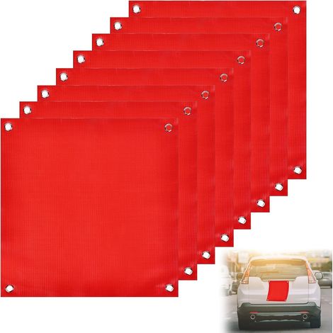 Lot de 8 drapeaux rouges - Résistant aux intempéries - Panneau d'avertissement - Drapeau rouge surdimensionné pour charges en surplomb - 30 x 30 cm (1/5)